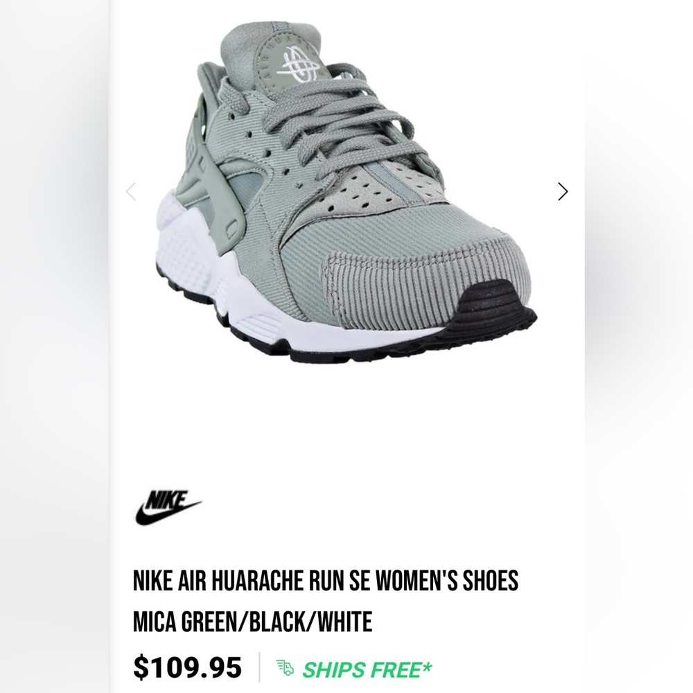 Nike Air Huarache Run SE Women's Shoes Mica Green/Black/White size 6.5